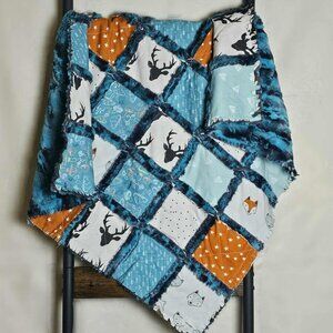 Patchwork Quilt, Christmas Baby Gift, Minky Quilt